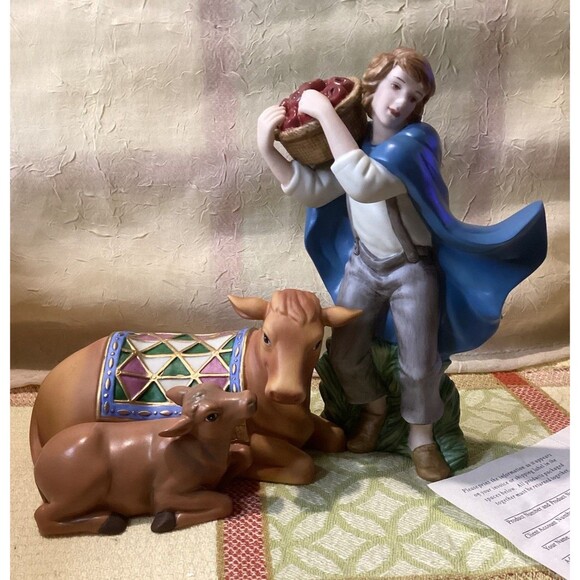 Thomas Kinkade Hawthorne Nativity Cow Watching Over Her Young & Devoted Peasant - Picture 1 of 15